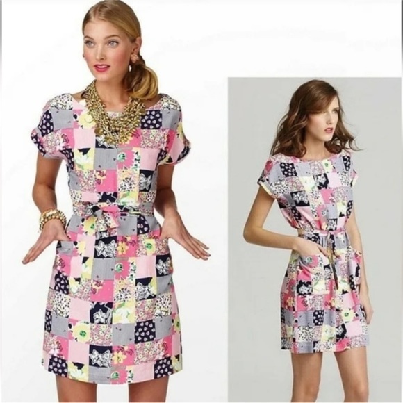 Lilly Pulitzer Dresses & Skirts - Lilly Pulitzer Ain't No Lady Shift Dress Madras‎ Patchwork Pockets